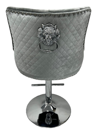 Roma Lion Knocker Quilted Tufted Shimmer Velvet BAR STOOLS - 3 Colours