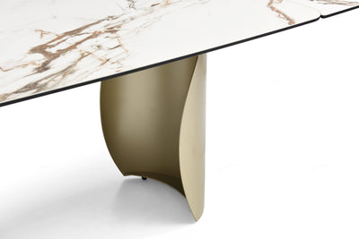 Palazzo 200-300cm Italian White/Gold Ceramic Marble Side Extending Dining Table