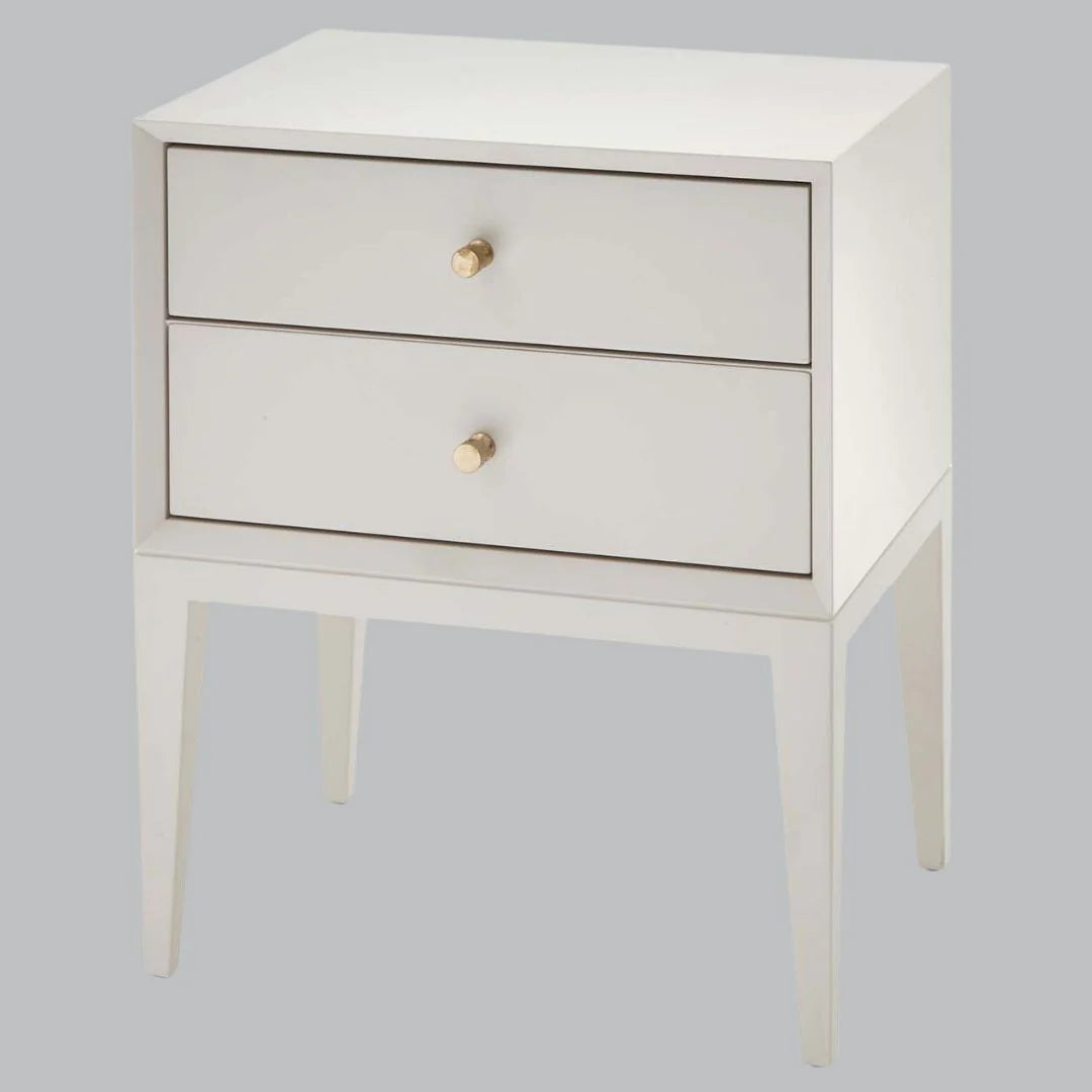 Pico White Wood & Brass Side Table