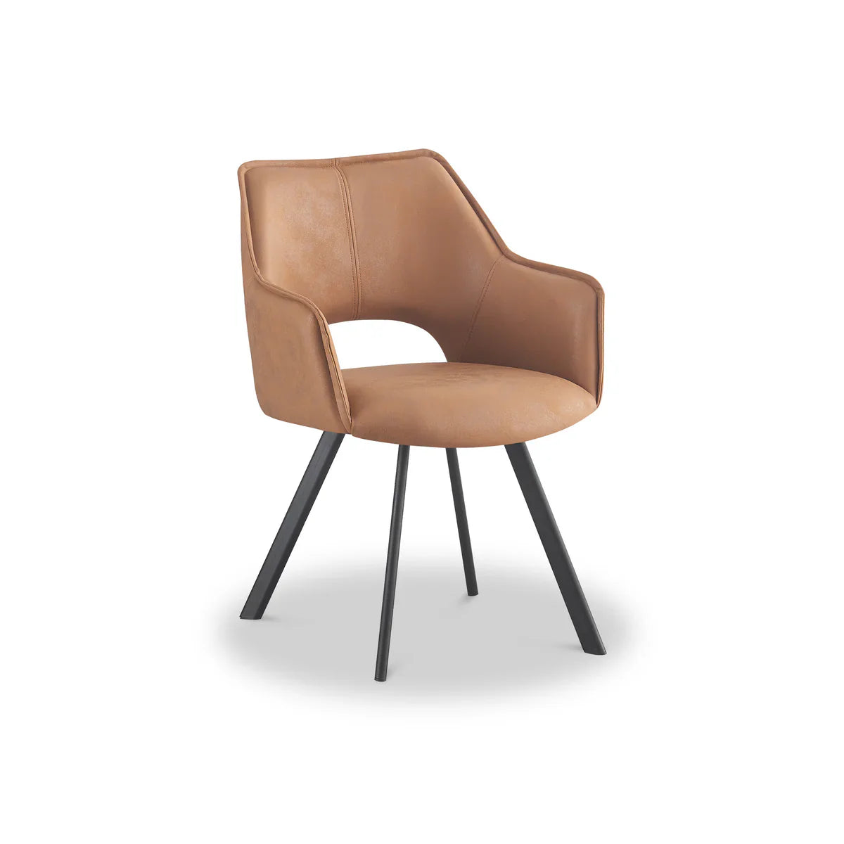 Nova Tan Suede Dining Chairs With Black Metal Base Pairs