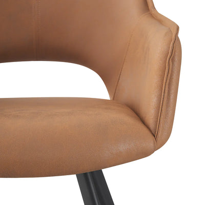 Nova Tan Suede Dining Chairs With Black Metal Base Pairs