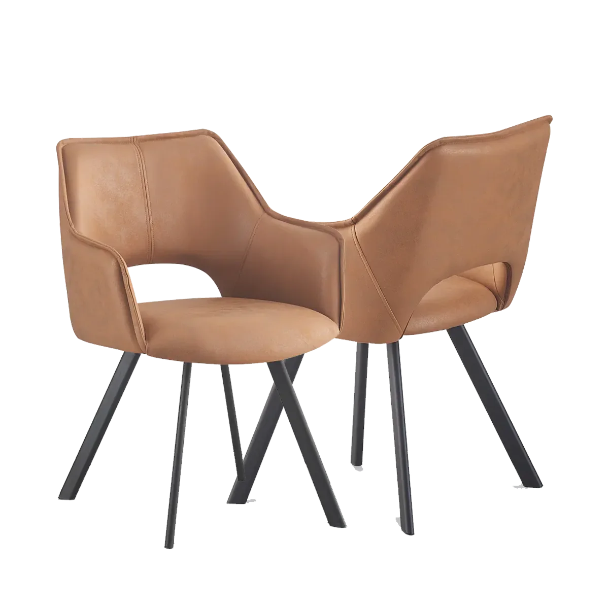 Nova Tan Suede Dining Chairs With Black Metal Base Pairs