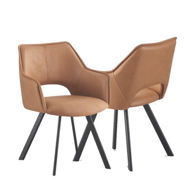 Nova Tan Suede Dining Chairs With Black Metal Base Pairs