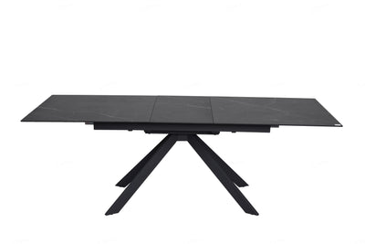 Rossa 180-225cm Black/White Ceramic Marble Extending Dining Table