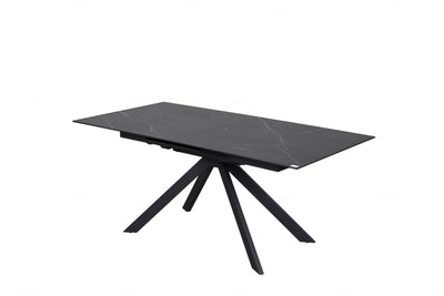 Rossa 180-225cm Black/White Ceramic Marble Extending Dining Table