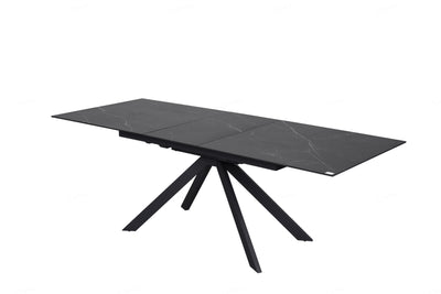 Rossa 180-225cm Black/White Ceramic Marble Extending Dining Table