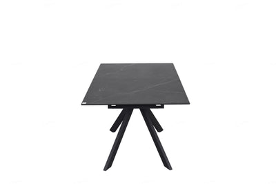 Rossa 180-225cm Black/White Ceramic Marble Extending Dining Table