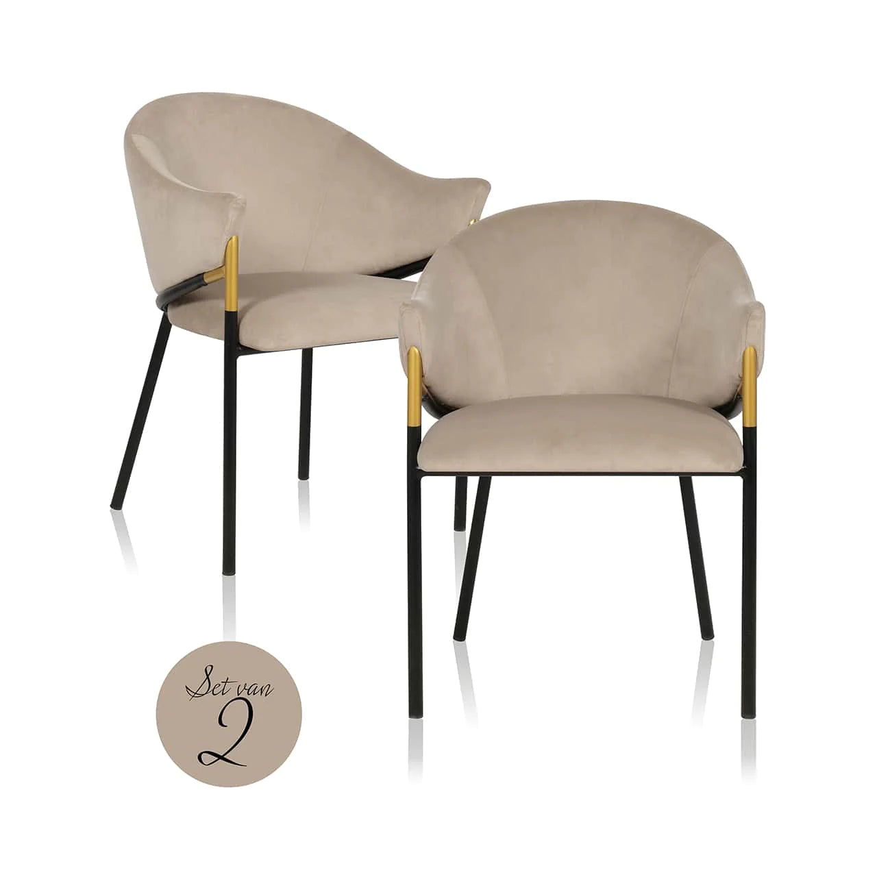 Richmond Interiors Jocasta Dining ChairS Taupe Velvet | Set of 2