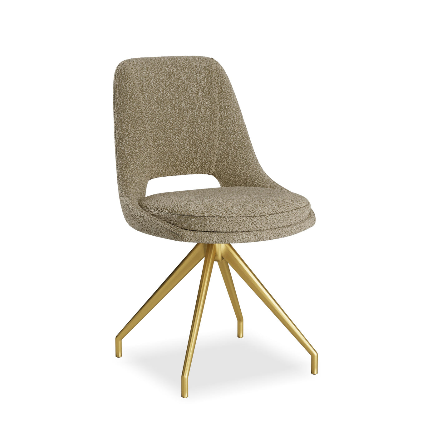 Leon Boucle Fabric Swivel Dining Chairs With Gold Metal Legs - Pairs - 2 Colours