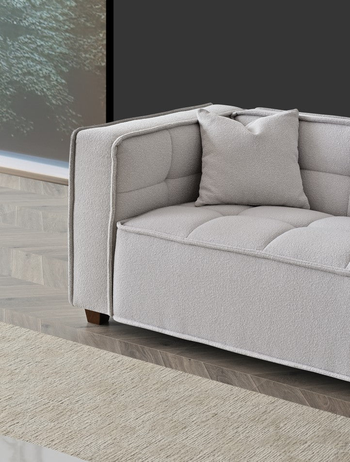 The Breva Putty Grey Boucle 4 Seater Premium Sofa Putty Grey Boucle Fabric