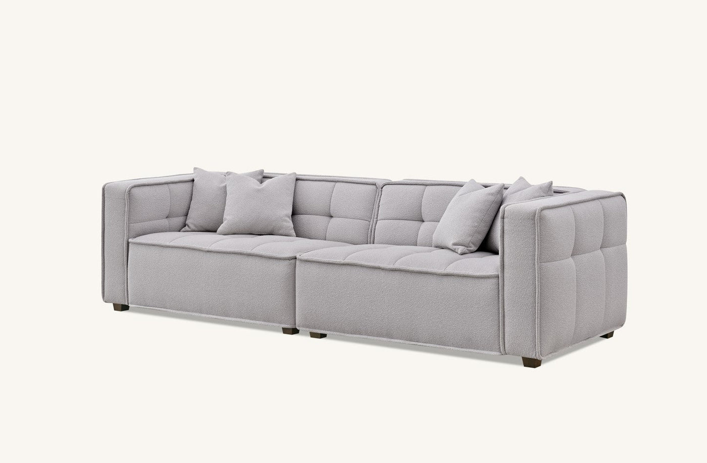 The Breva Putty Grey Boucle 4 Seater Premium Sofa Putty Grey Boucle Fabric