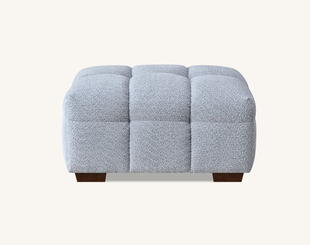 The Tribeca Pearl Boucle Footstool Premium Pearl Boucle Fabric