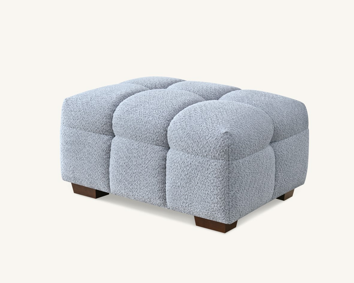 The Tribeca Pearl Boucle Footstool Premium Pearl Boucle Fabric