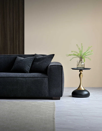 The Dakota Midnight Black Boucle 4 Seater With Chaise Premium Sofa Midnight Boucle Fabric