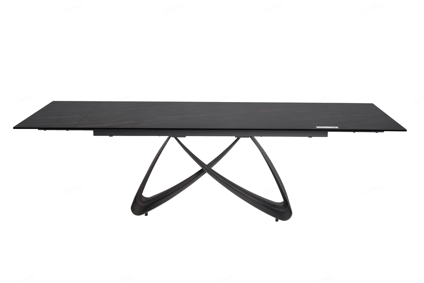 Serenti 180-260cm Italian Black/Gold Ceramic Marble Side Extending Dining Table