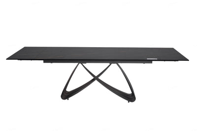 Serenti 180-260cm Italian Black/Gold Ceramic Marble Side Extending Dining Table