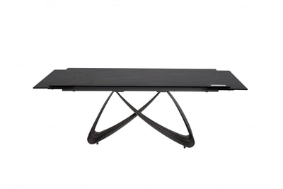 Serenti 180-260cm Italian Black/Gold Ceramic Marble Side Extending Dining Table