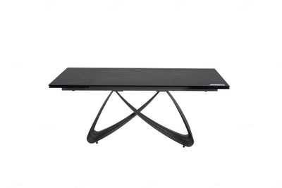 Serenti 180-260cm Italian Black/Gold Ceramic Marble Side Extending Dining Table