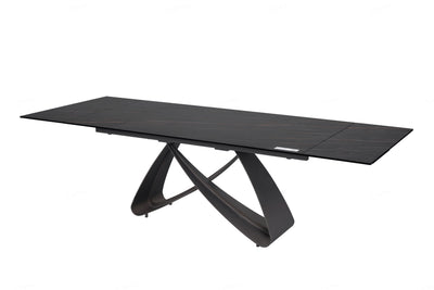 Serenti 180-260cm Italian Black/Gold Ceramic Marble Side Extending Dining Table