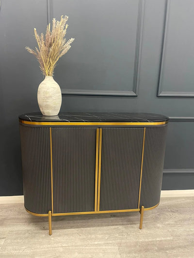 Dalia Black & Gold Premium Ribbed Sideboard