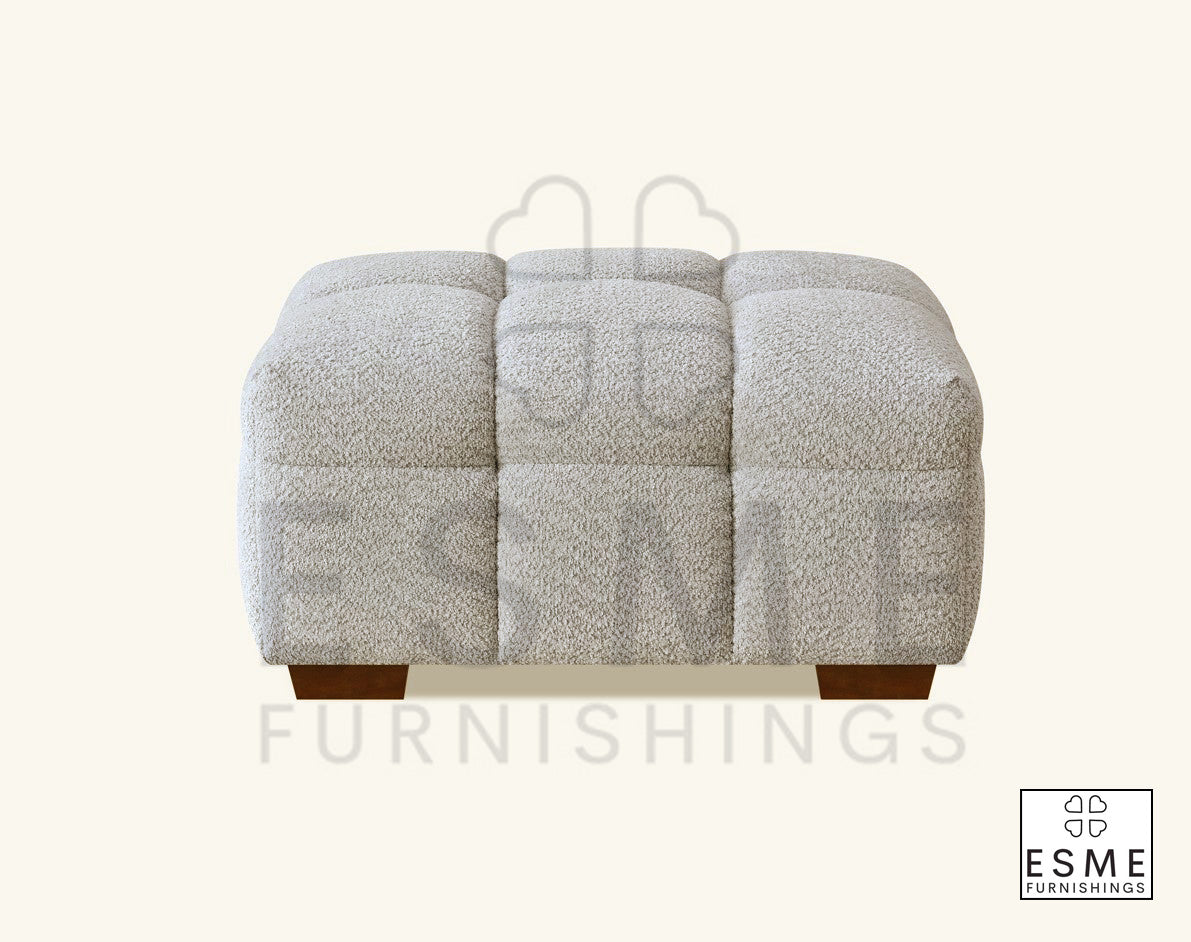 The Bubble Tribeca Ivory White Boucle Footstool Premium Boucle Fabric