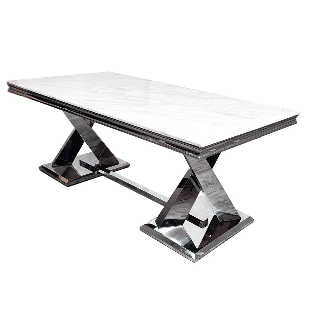 Xavia 180CM Marble & Chrome Dining Table - 7 Colours