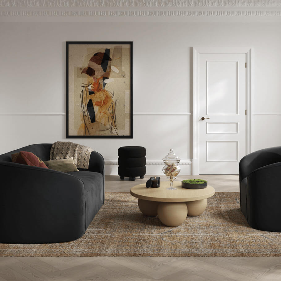 Manhattan Designs Zuma Black Velvet Sofa