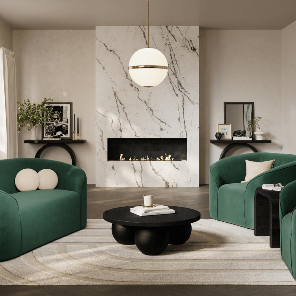 Manhattan Designs Zuma Forest Green Velvet Sofa