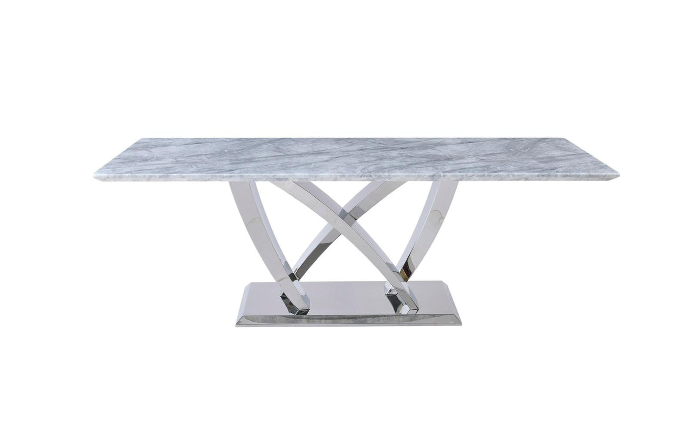 Amara 160cm Grey Marble & Chrome Dining Table