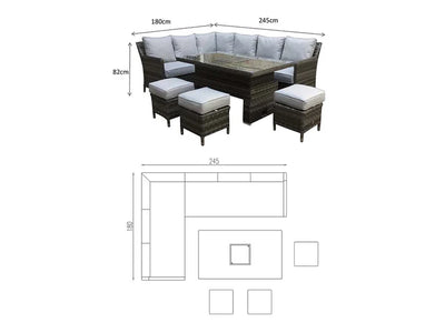 Edward Garden Corner Dining with Lift Table Mixed Natural Weave