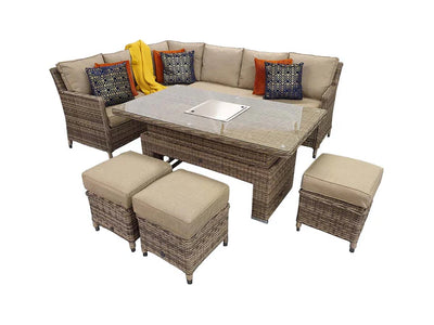 Edward Garden Corner Dining with Lift Table Mixed Natural Weave