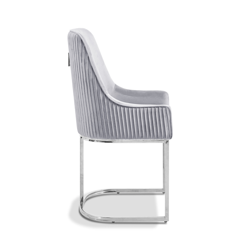 Elia Grey/Chrome Plush Velvet Dining Chair - PRE ORDER JANUARY 2025