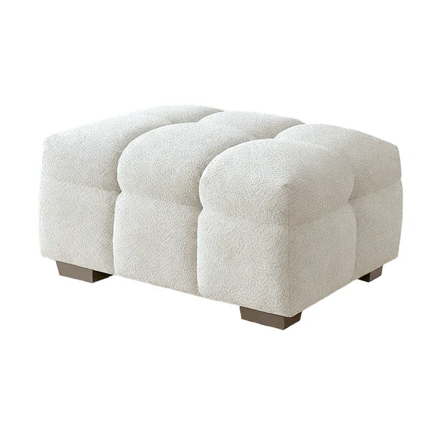 The Bubble Tribeca Ivory White Boucle Footstool Premium Boucle Fabric