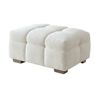 The Bubble Tribeca Ivory White Boucle Footstool Premium Boucle Fabric