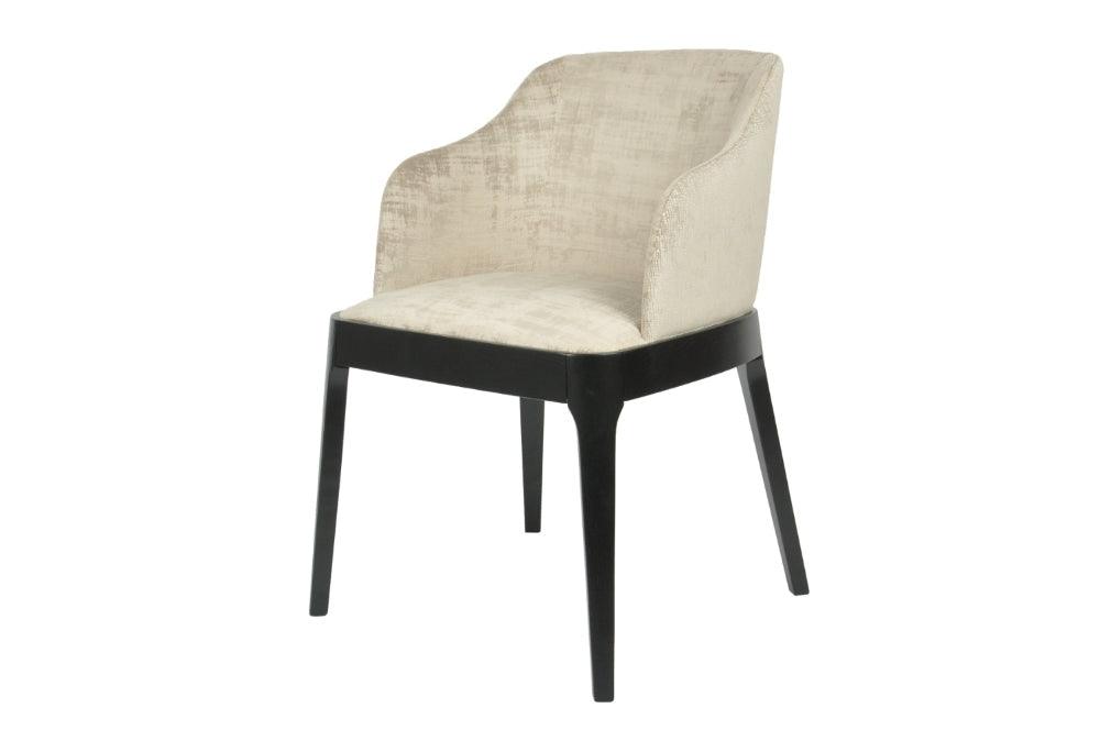 RV Astley Venosa Dining Chair In Natural Velvet And Black Wood-Esme Furnishings