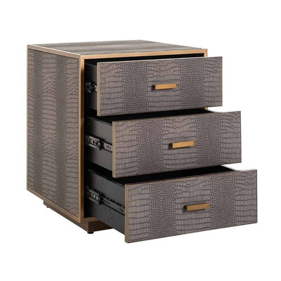 Richmond Classio 3 Drawers Vegan Leather Brushed Gold Chest Of Drawers-Belmont Interiors