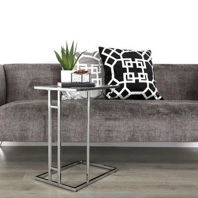Henry Stainless Steel Glass Sofa End Side Laptop Table-Esme Furnishings