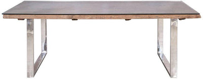 Railway Sleeper Reclaimed Wood Industrial Glass Top 180cm Dining Table-Esme Furnishings