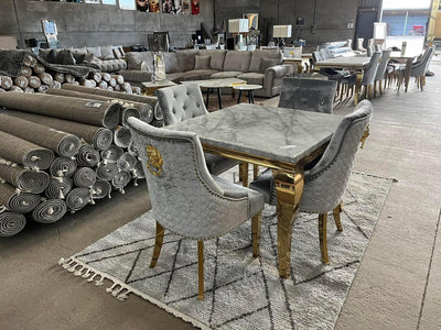 Louis 100cm Marble & GOLD Legs Dining Table - 4 Colours