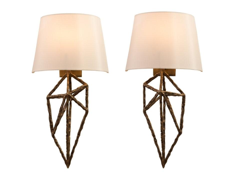 RV Astley Lyra Wall Lamps With Antique Brass Finish – Set Of 2-Esme Furnishings