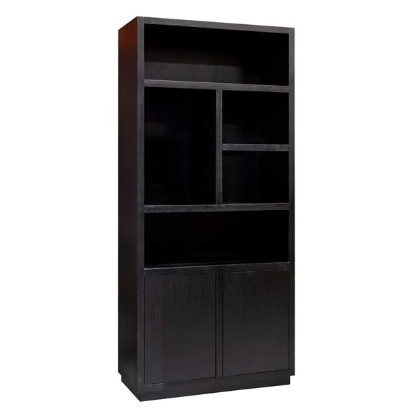 Richmond Oakura 2 Doors Left Split Black Bookcase-Belmont Interiors