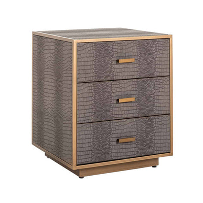 Richmond Classio 3 Drawers Vegan Leather Brushed Gold Chest Of Drawers-Belmont Interiors