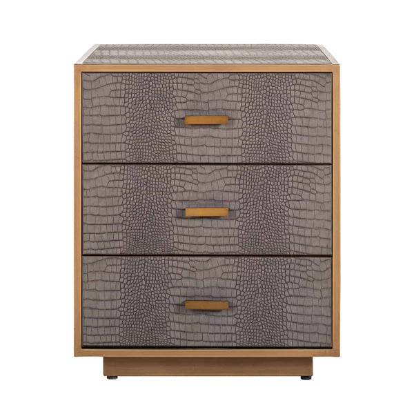 Richmond Classio 3 Drawers Vegan Leather Brushed Gold Chest Of Drawers-Belmont Interiors