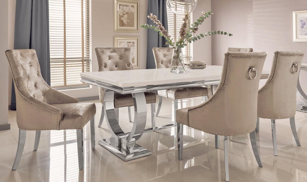 Arianna 200CM Marble & Chrome Dining Table - 4 Colours-Esme Furnishings