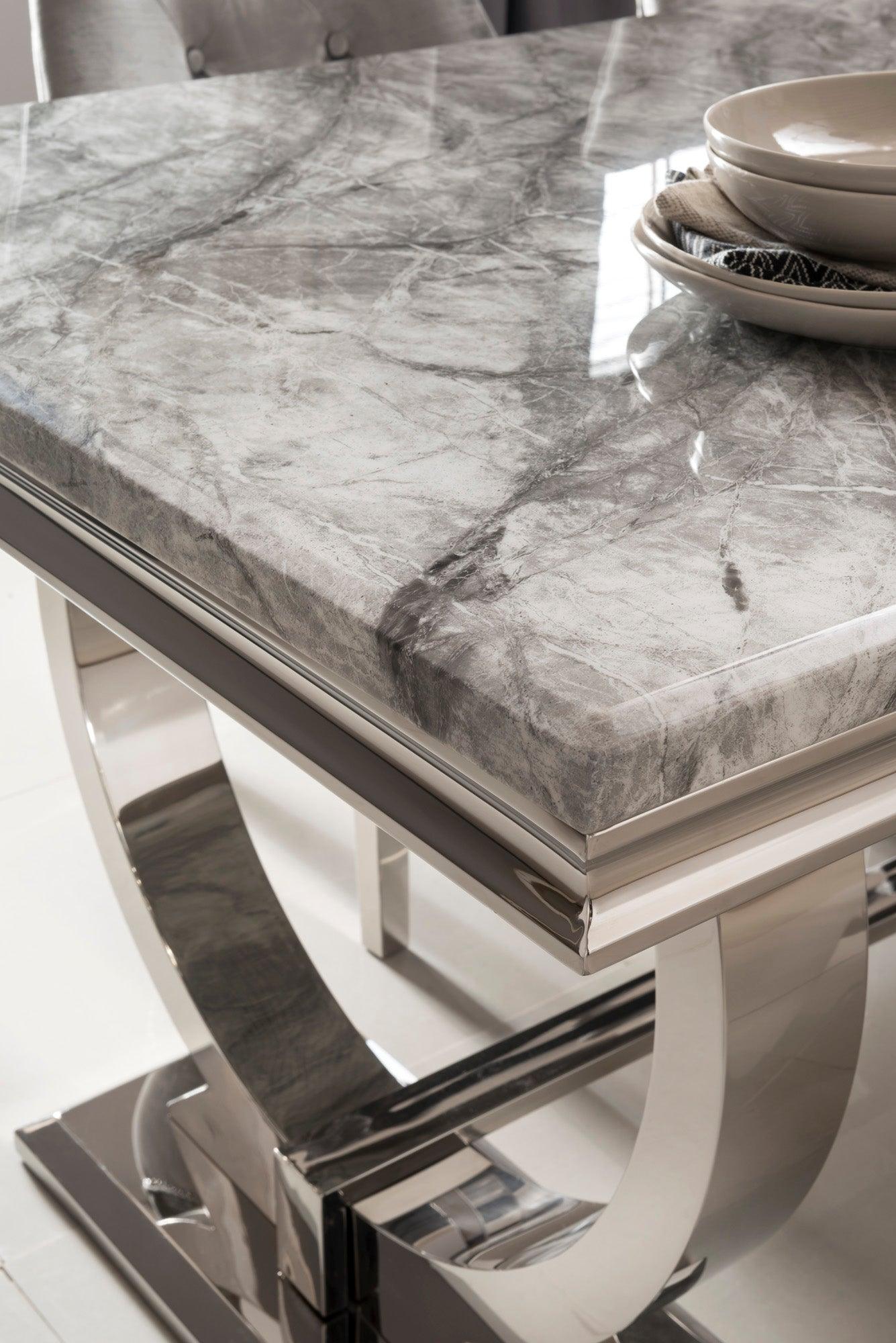 Arianna 200cm Grey Marble Dining Table-Esme Furnishings