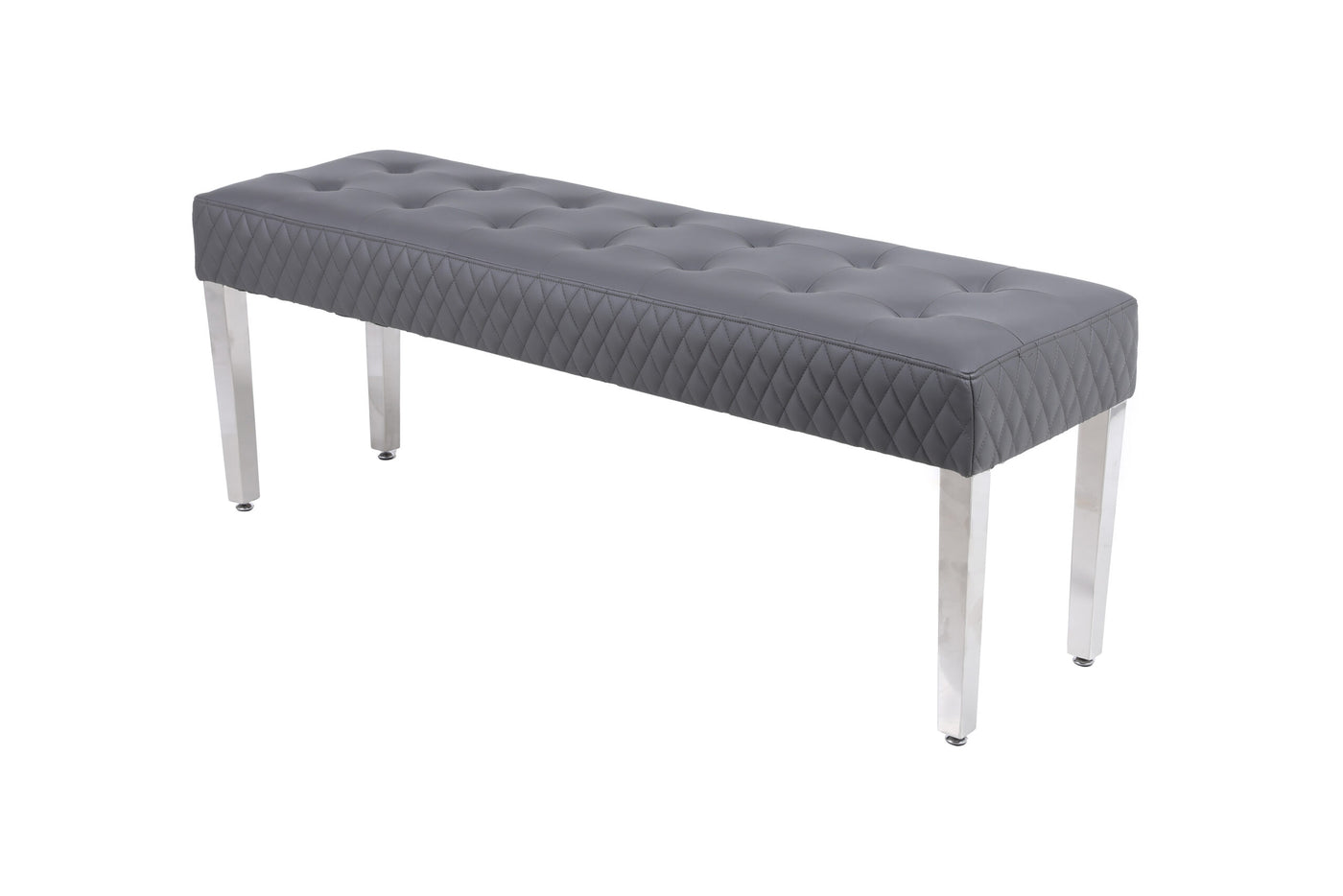 Majestic Grey Quilted PU Leather 140cm Bench-Esme Furnishings