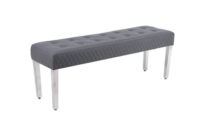 Majestic Grey Quilted PU Leather 140cm Bench-Esme Furnishings