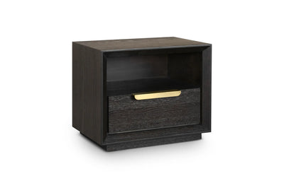 Aspen Dark Wooden Bedside Table with Gold Handle-Esme Furnishings