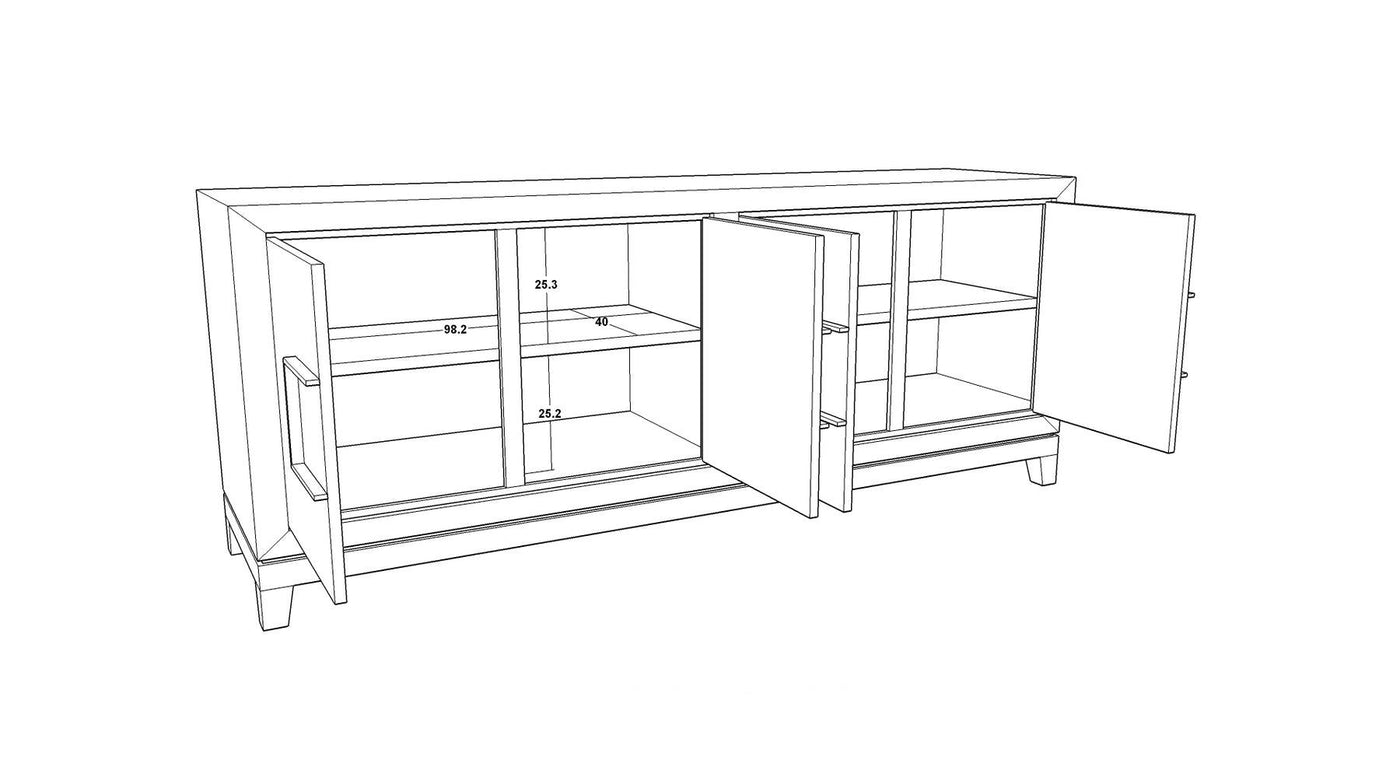 Lucca 4-Door Sideboard in Textured Grey/Taupe Coloured Oak Veneer-Esme Furnishings