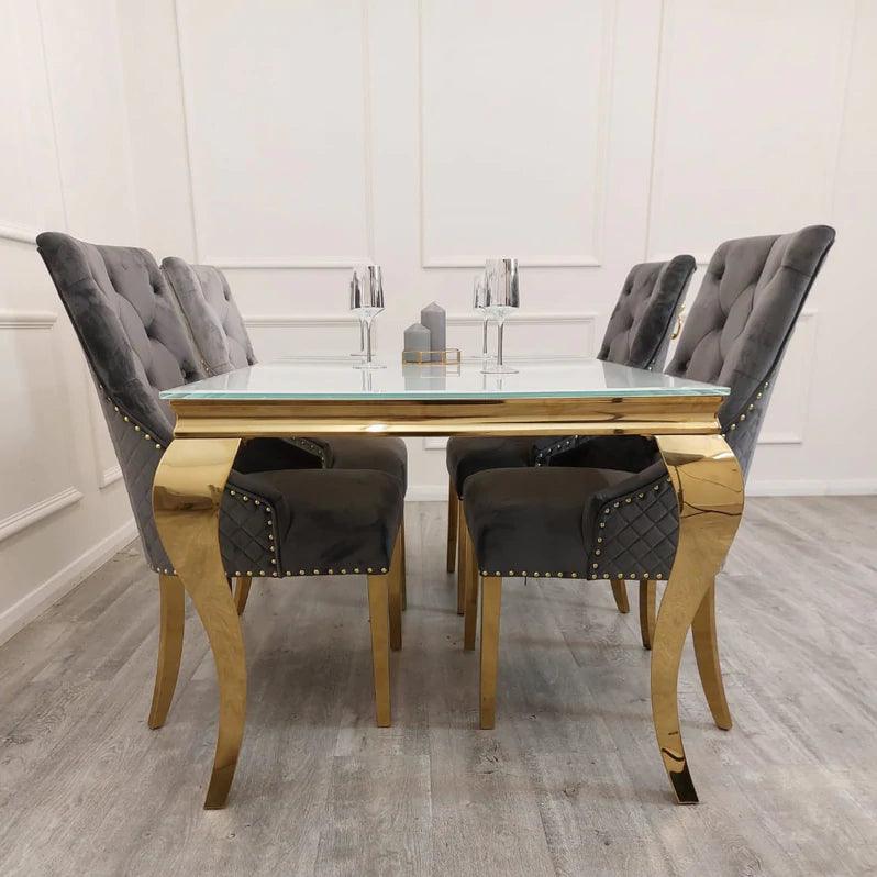 Louis 150cm Marble & GOLD Dining Table - 5 Colours-Esme Furnishings